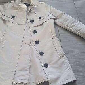 Mango Cream Trench Coat with Dark Buttons